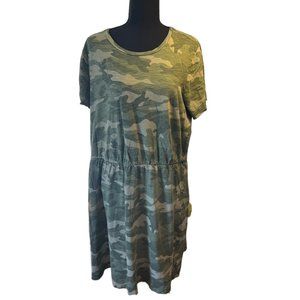 Old Navy Womens Midi Dress Pullover Short Sleeve Camo Green 2X